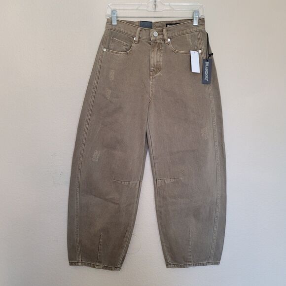 Blanknyc Barrel Baggy Ankle Jeans Size 26 Taupe Bowery Balloon 100% Cotton Nwt - Picture 1 of 8